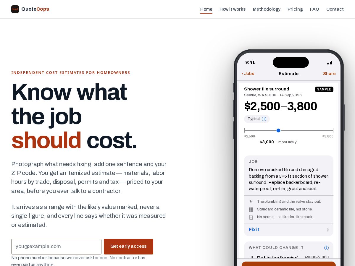 Landing-page snapshot of quotecop.net
