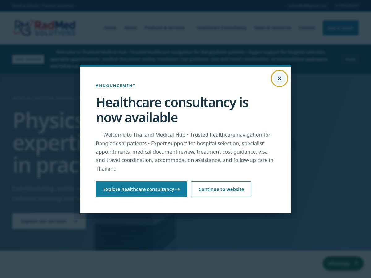 Landing-page snapshot of radmedbd.com