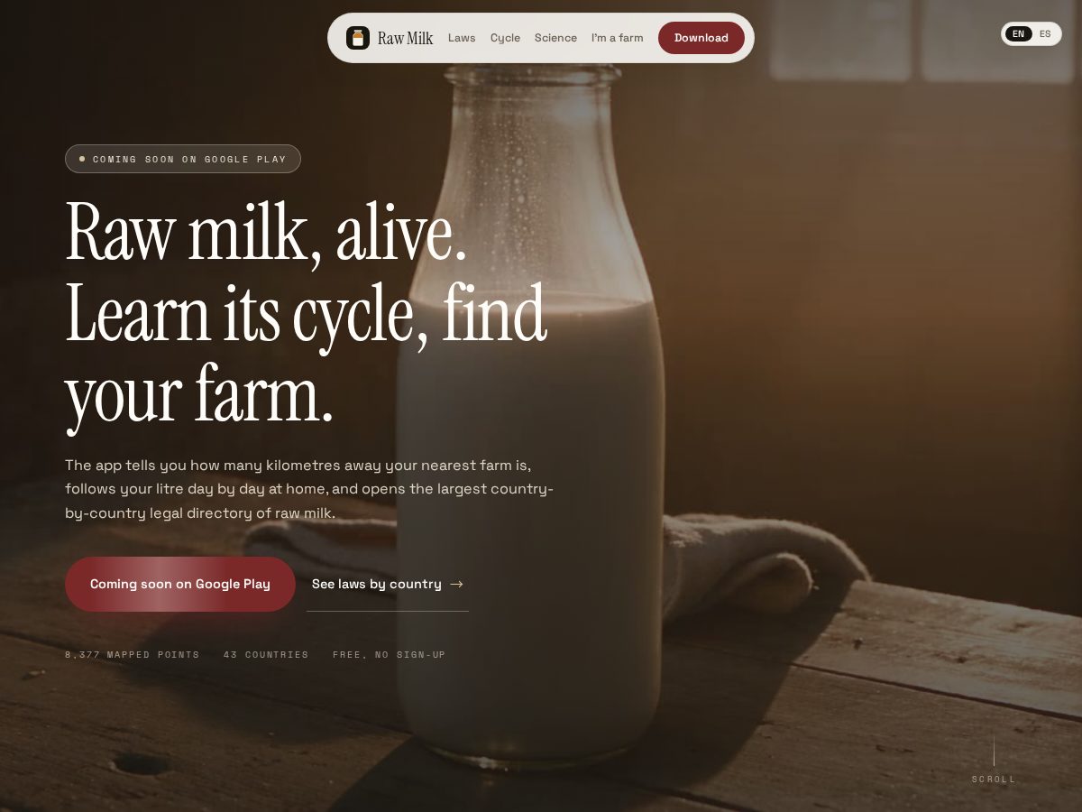 Landing-page snapshot of rawmilk.app