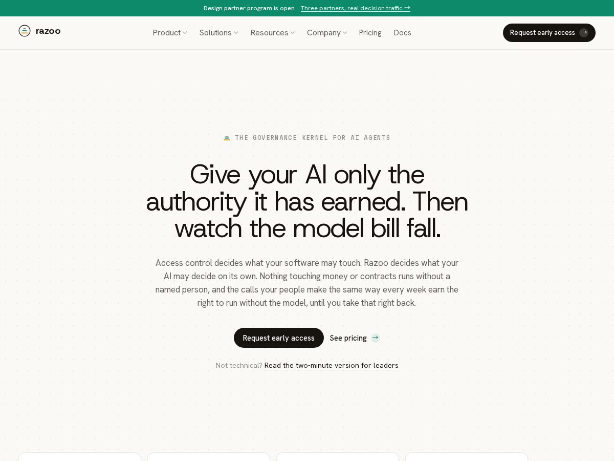Landing-page snapshot of razoo.dev