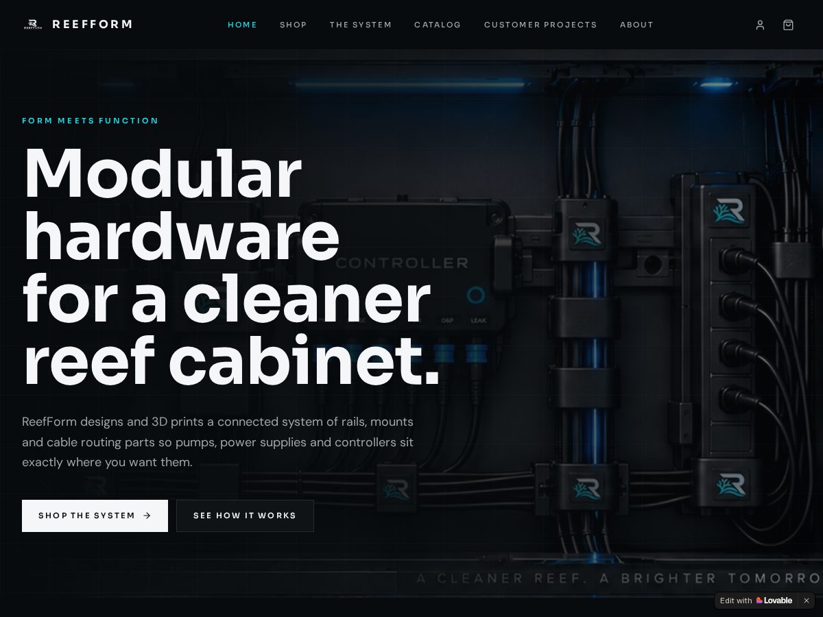 Landing-page snapshot of reefform.com