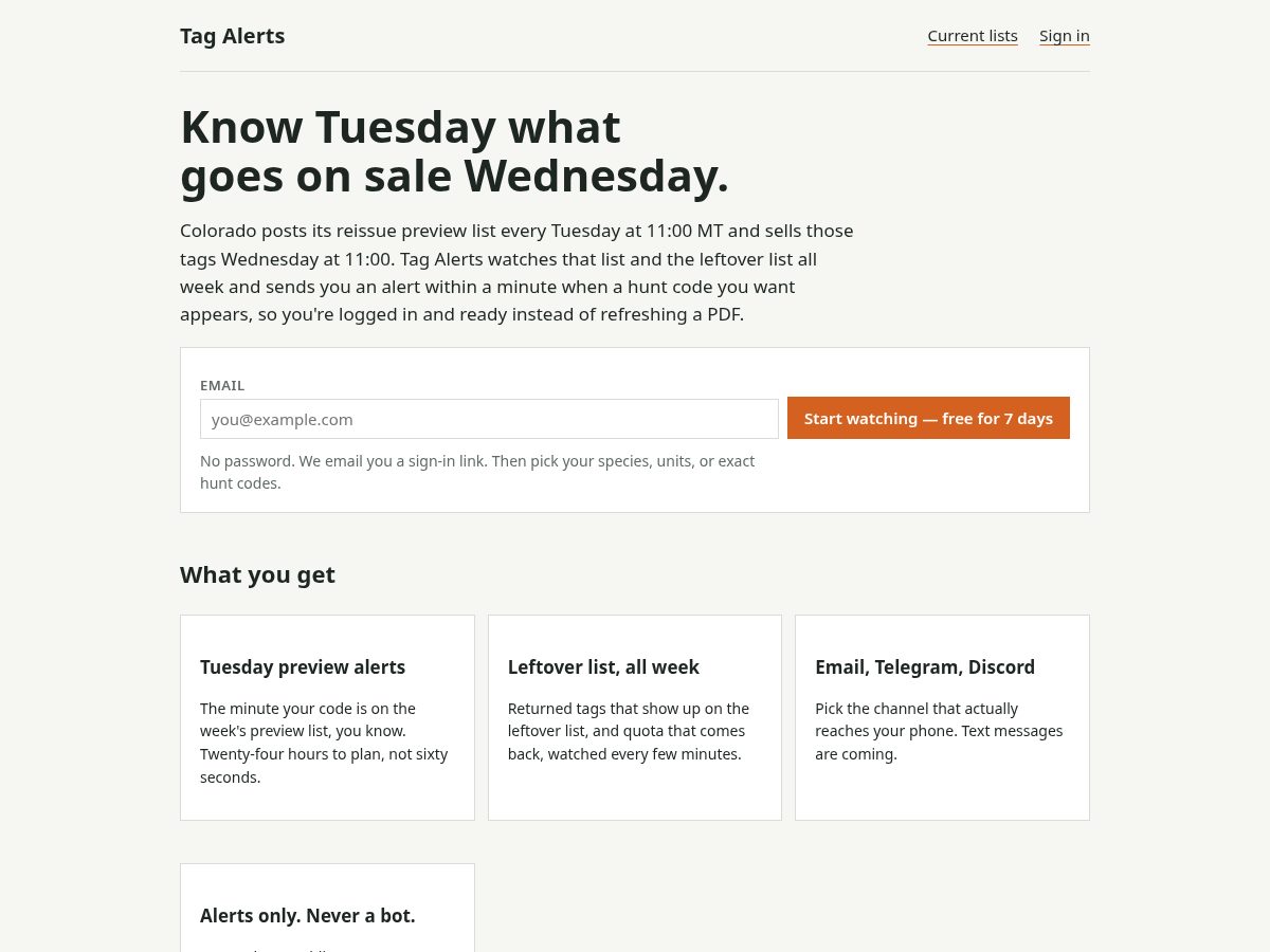Landing-page snapshot of reissuelist.com