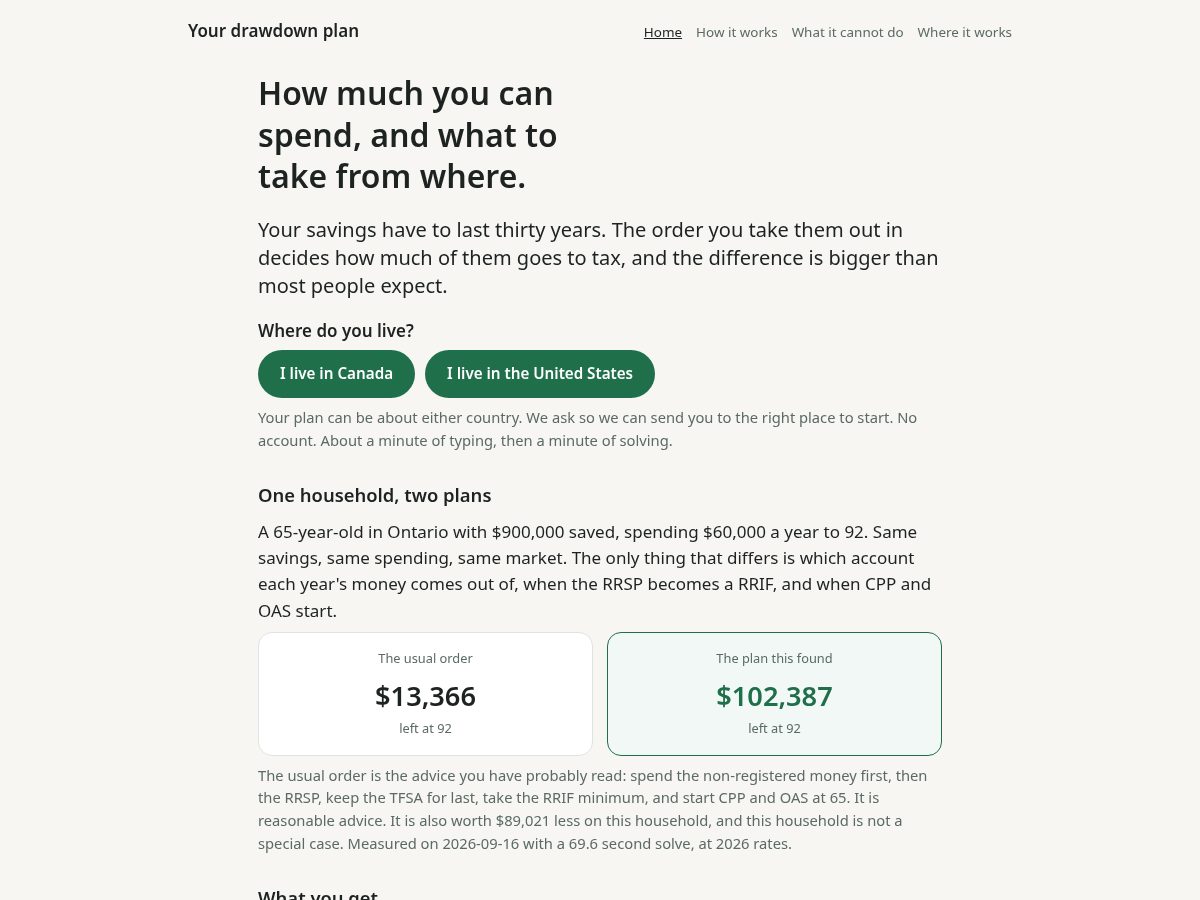 Landing-page snapshot of retopt.com