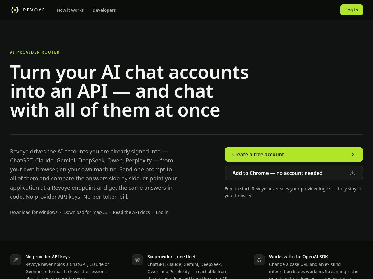 Landing-page snapshot of revoye.com