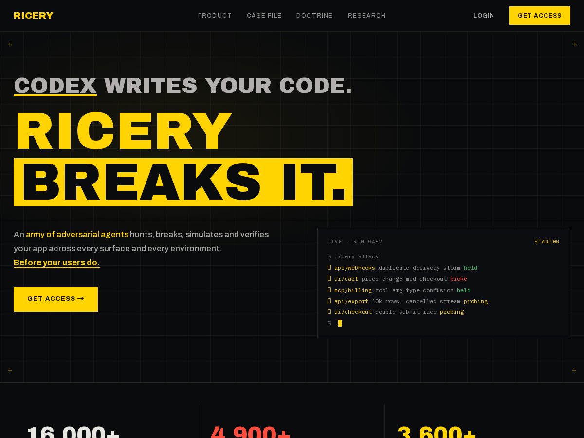 Landing-page snapshot of ricery.net