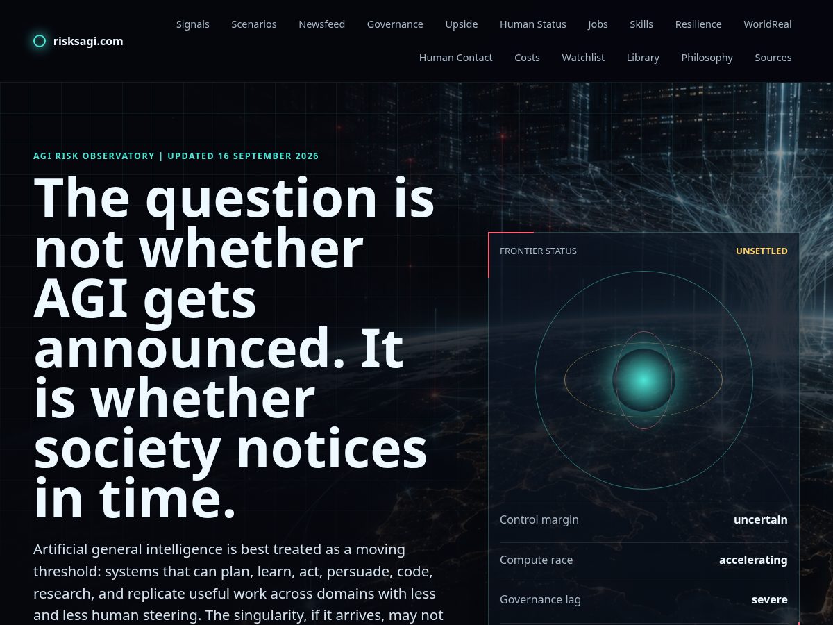 Landing-page snapshot of risksofagi.com