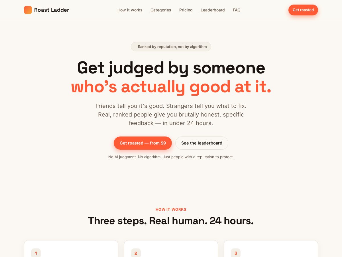 Landing-page snapshot of roastladder.app