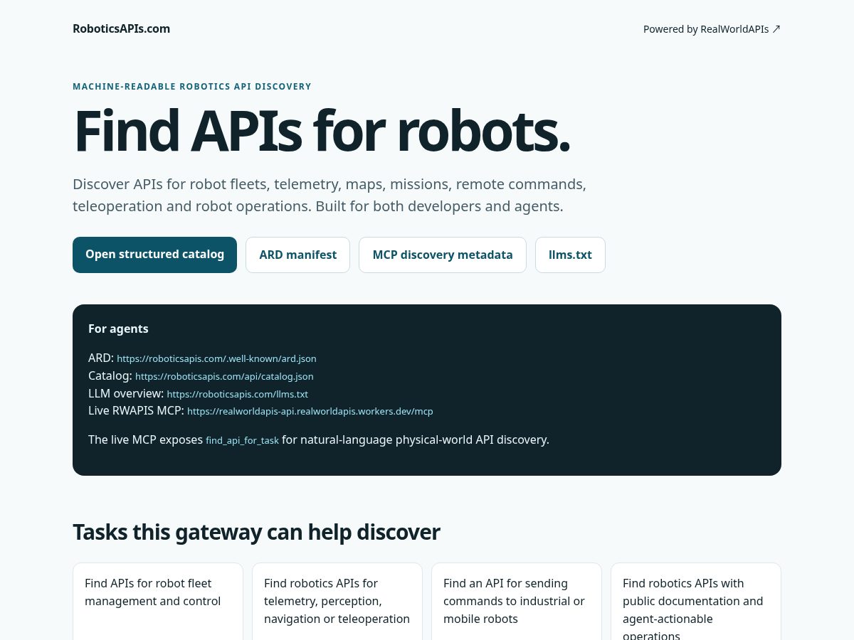 Landing-page snapshot of roboticsapis.com