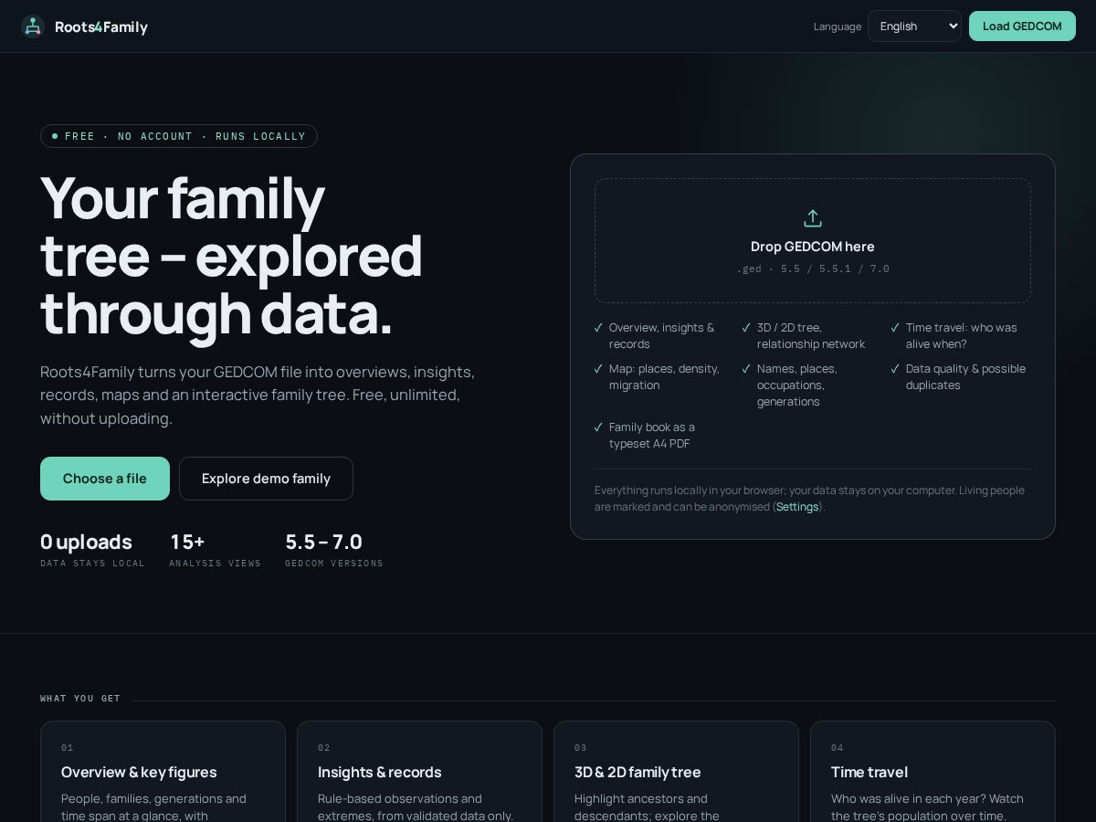 Landing-page snapshot of roots4family.com