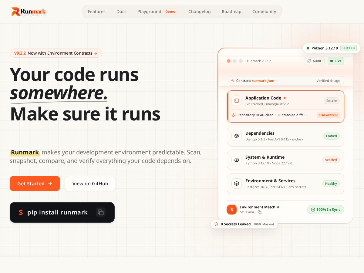 Landing-page snapshot of runmark.live