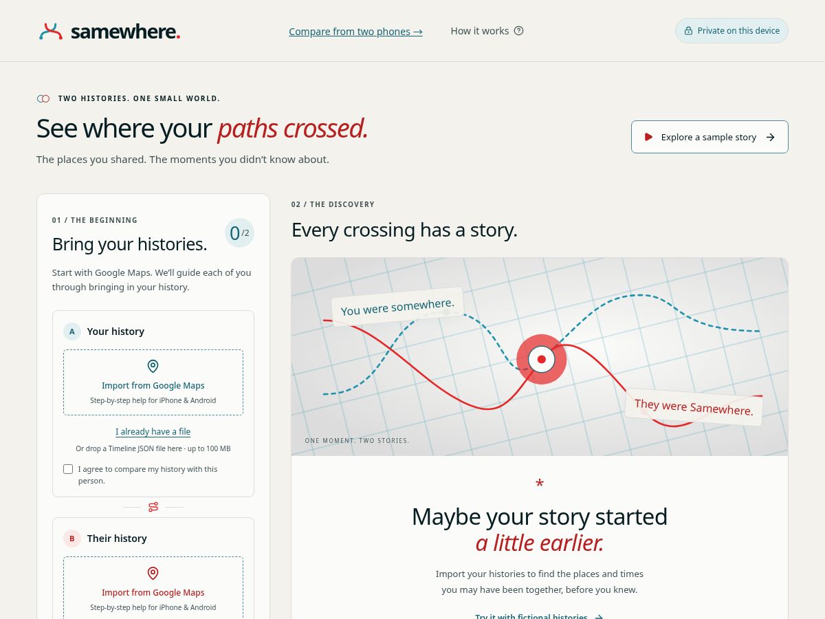 Landing-page snapshot of samewhere.net