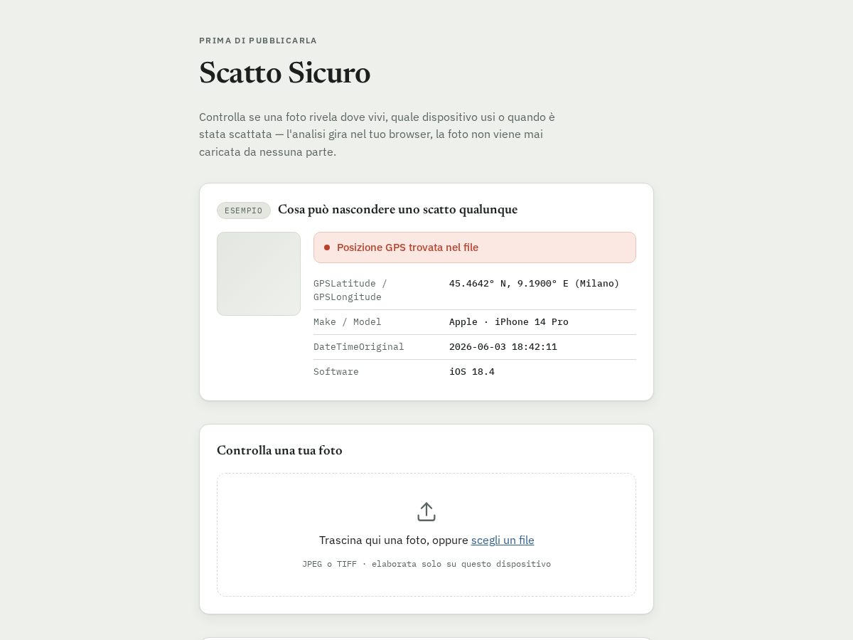 Landing-page snapshot of scattosicuro.com
