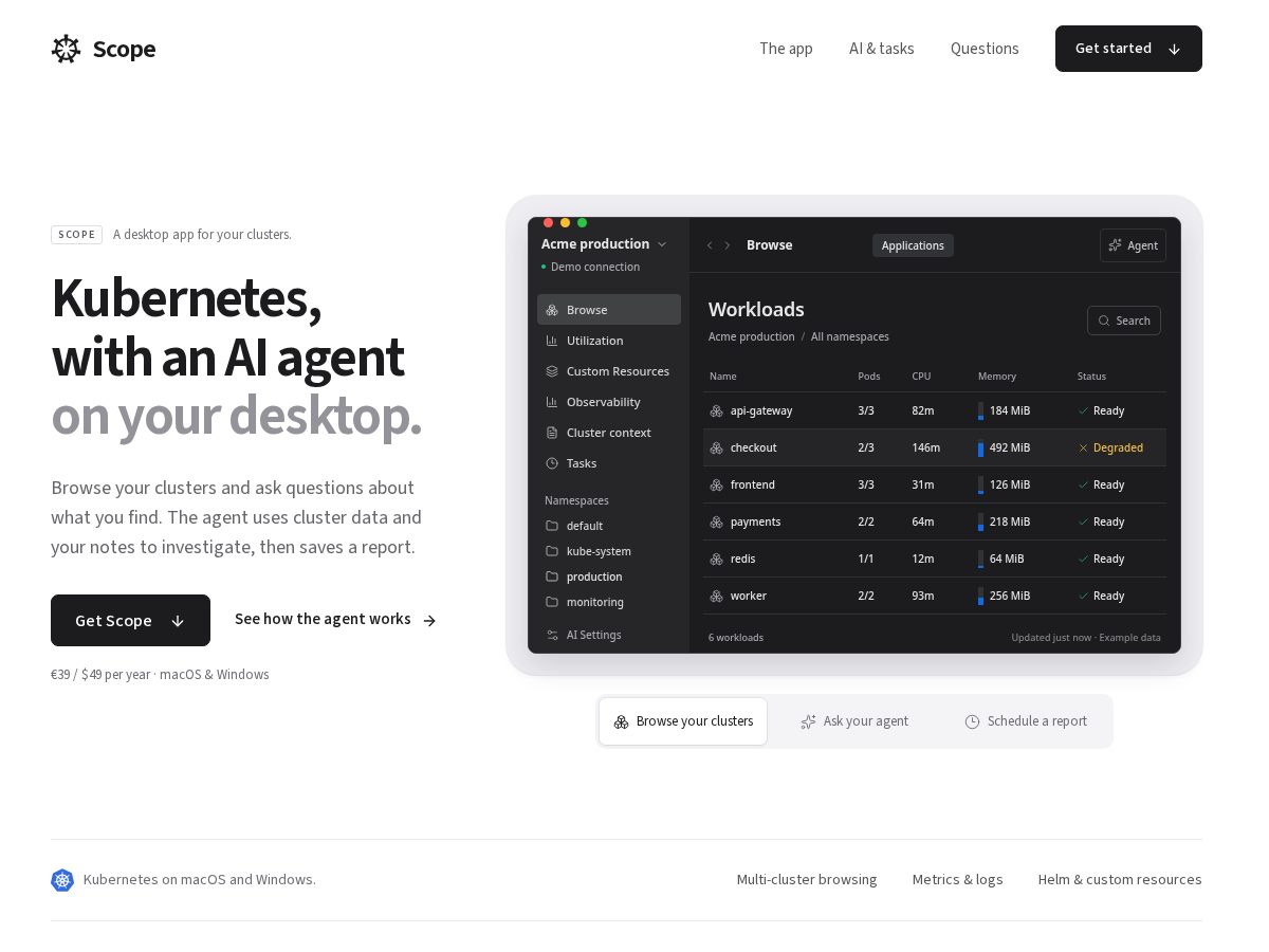 Landing-page snapshot of scopekube.com