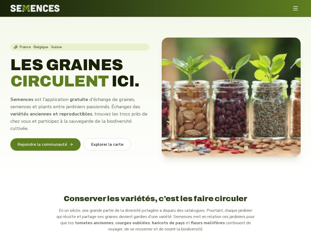 Landing-page snapshot of semences.app