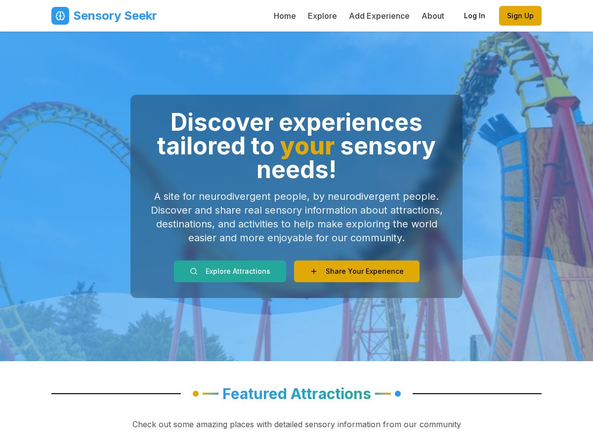 Landing-page snapshot of sensoryseekr.org
