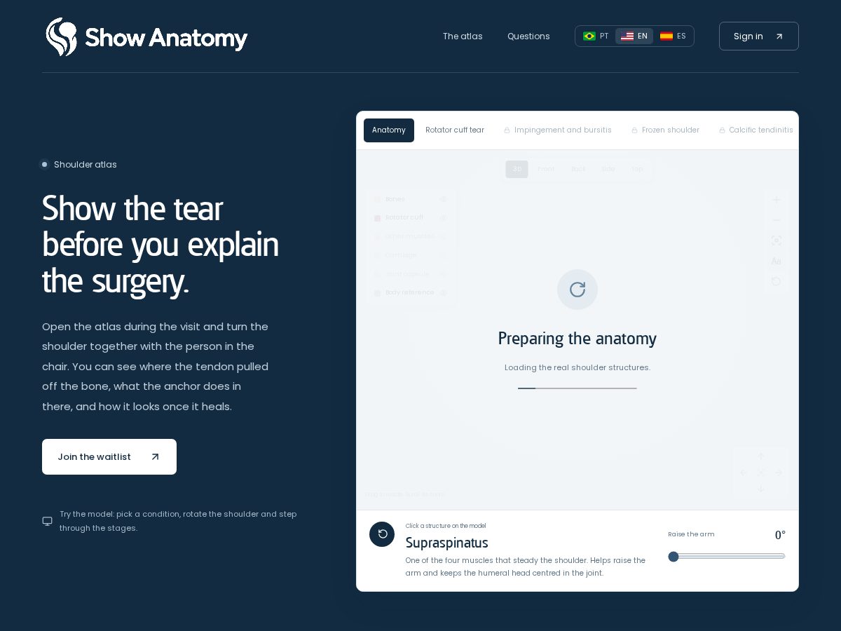 Landing-page snapshot of showanatomy.com