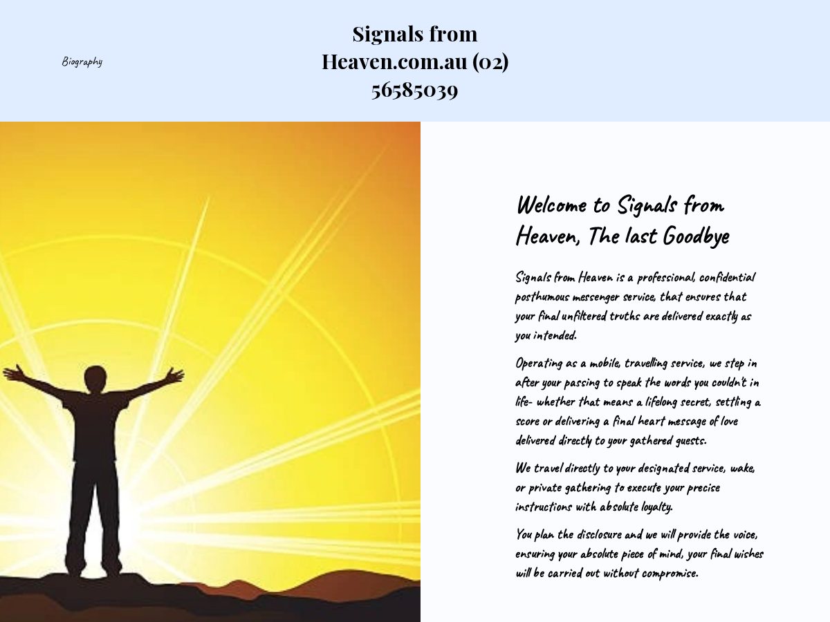 Landing-page snapshot of signalsfromheaven.online