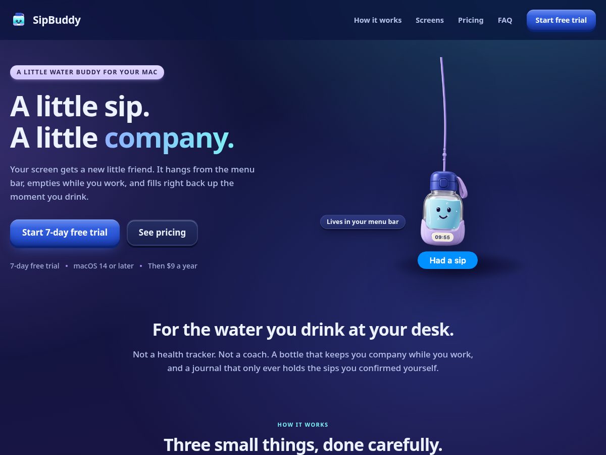 Landing-page snapshot of sipbuddy.app