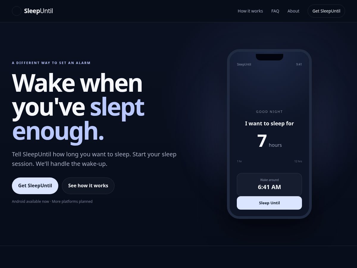 Landing-page snapshot of sleepuntil.app