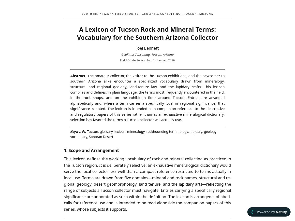 Landing-page snapshot of southernarizonafield.study