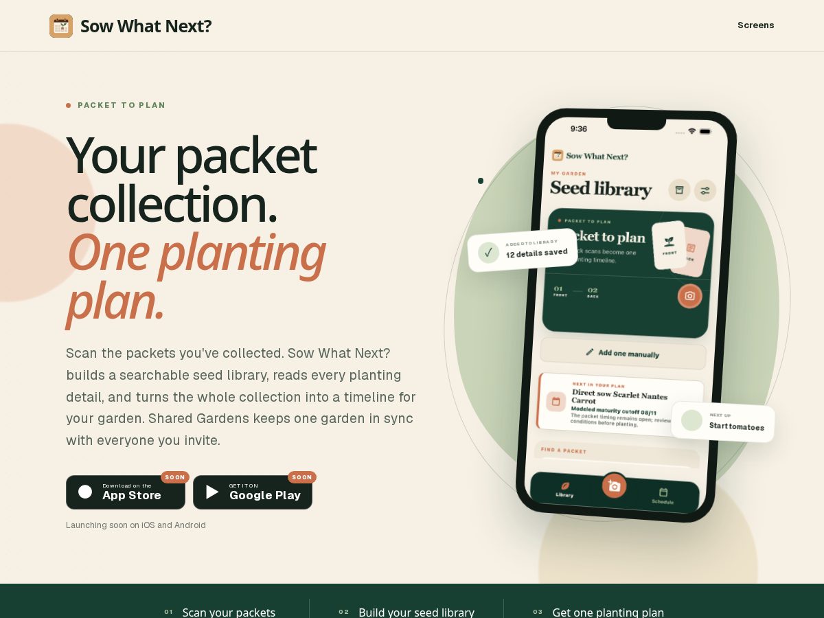 Landing-page snapshot of sowwhatnext.app