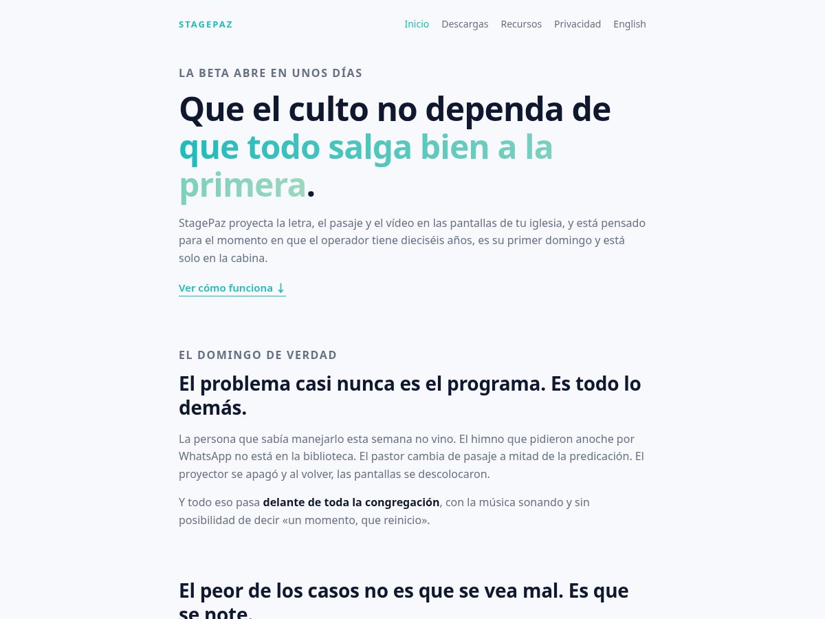 Landing-page snapshot of stagepaz.com