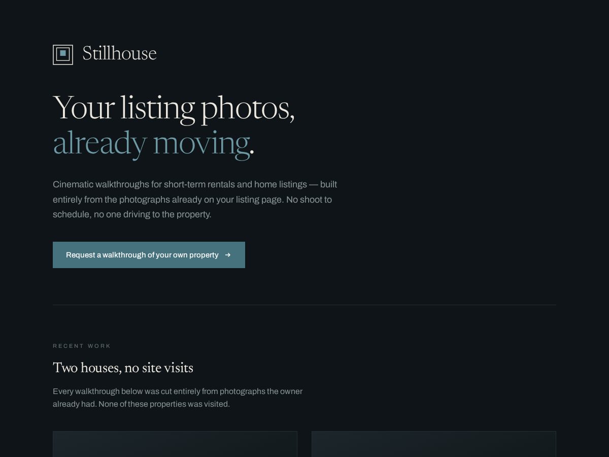 Landing-page snapshot of stillhousemotion.com