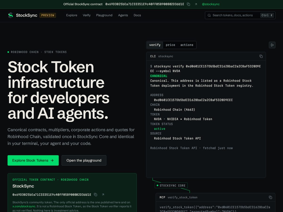 Landing-page snapshot of stocksync.dev