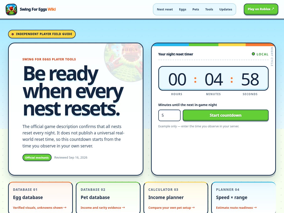 Landing-page snapshot of swingforeggs.wiki
