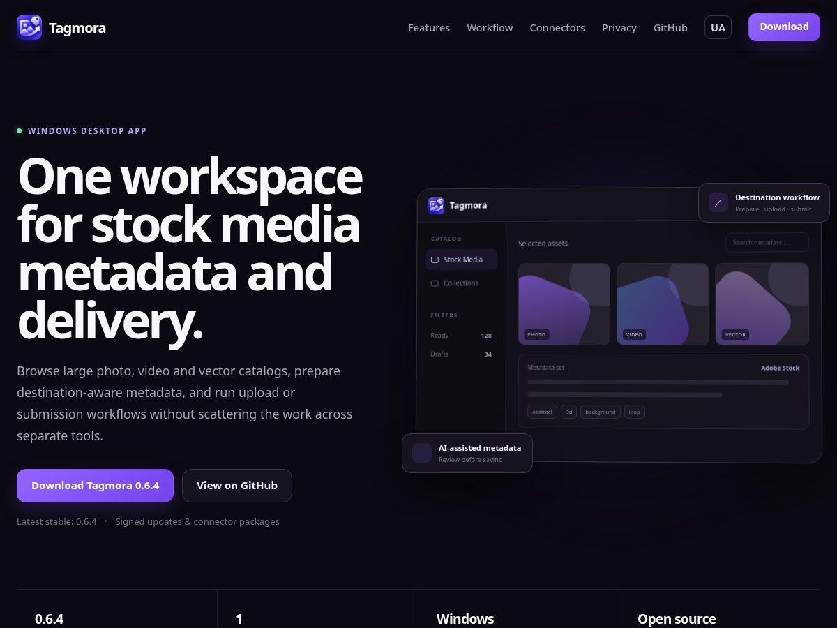 Landing-page snapshot of tagmora.app