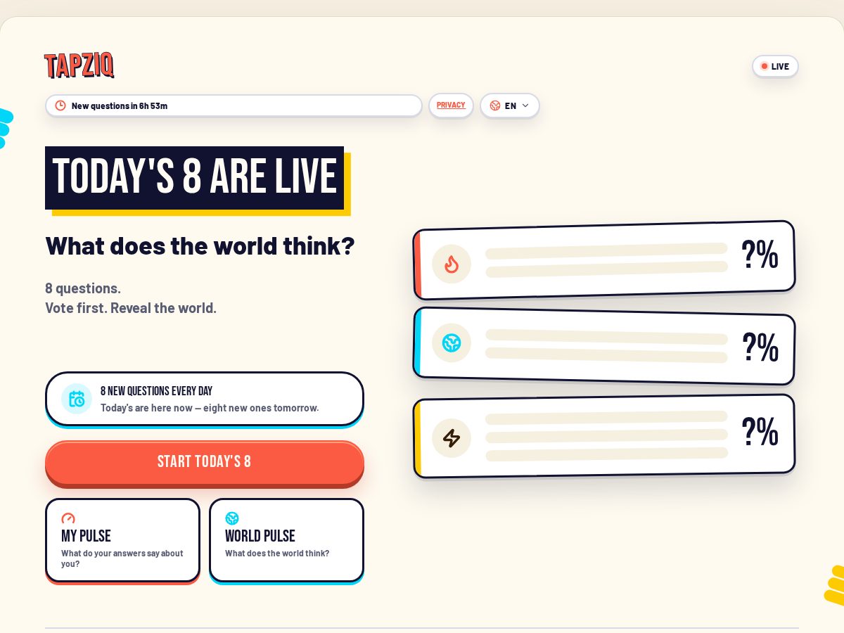 Landing-page snapshot of tapziq.com