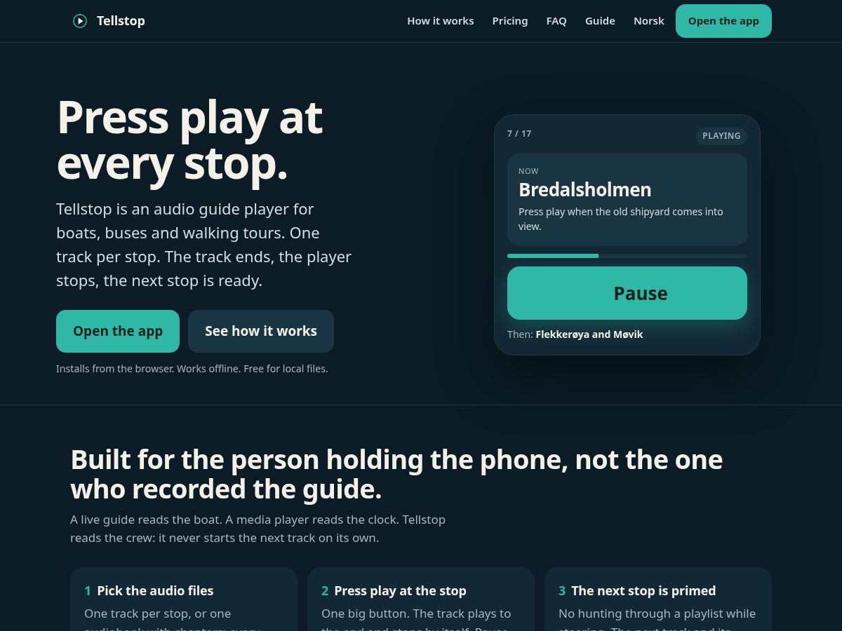 Landing-page snapshot of tellstop.com