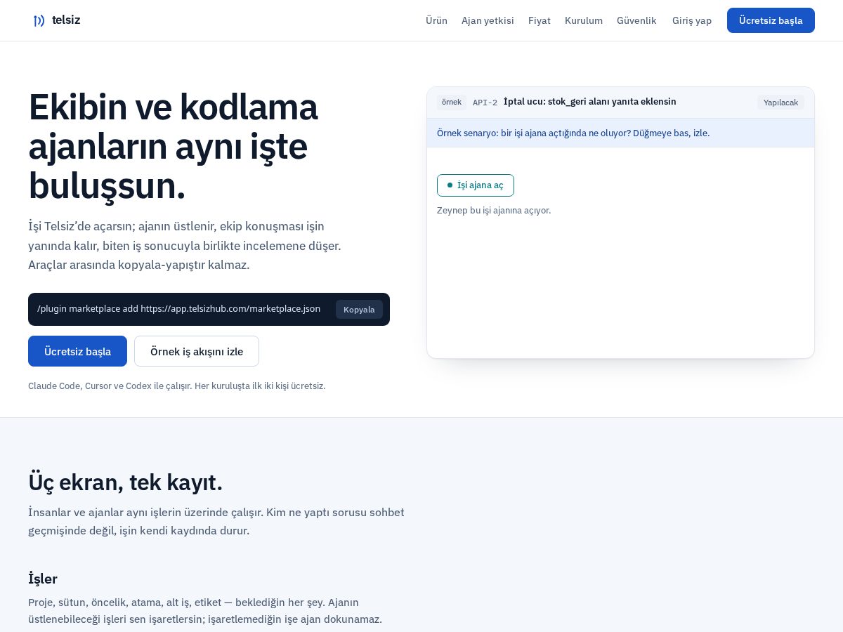 Landing-page snapshot of telsizhub.com