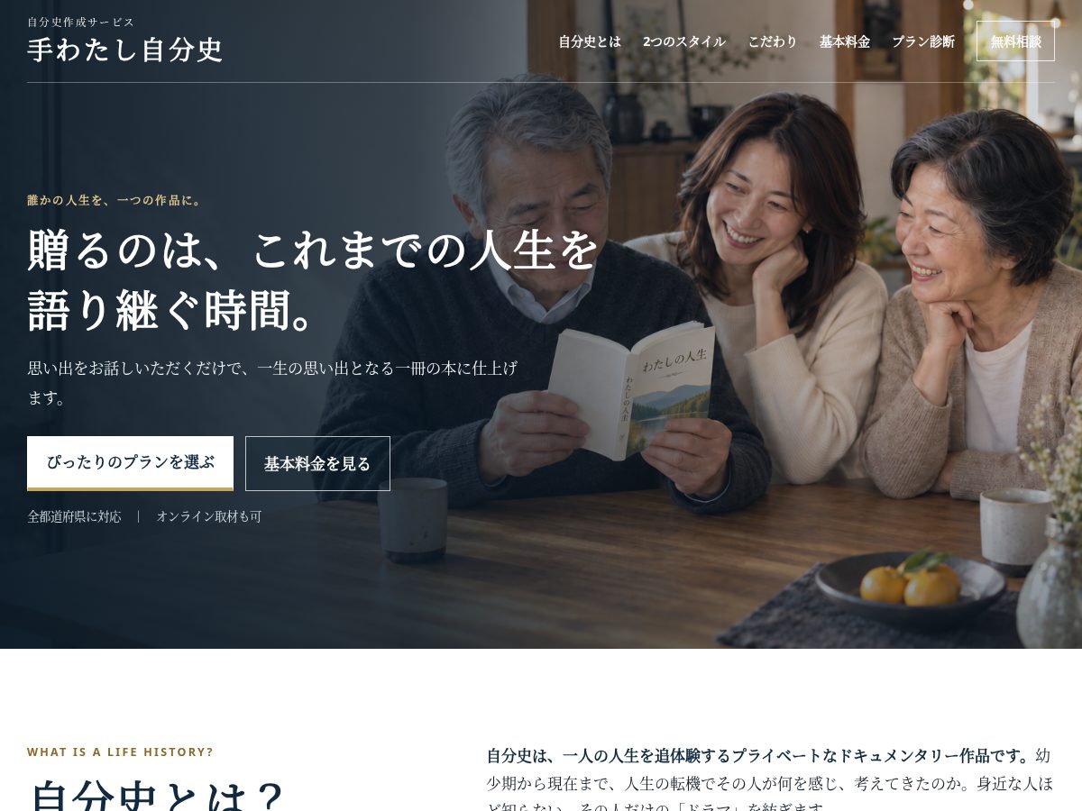 Landing-page snapshot of tewatashi-jibunshi.com
