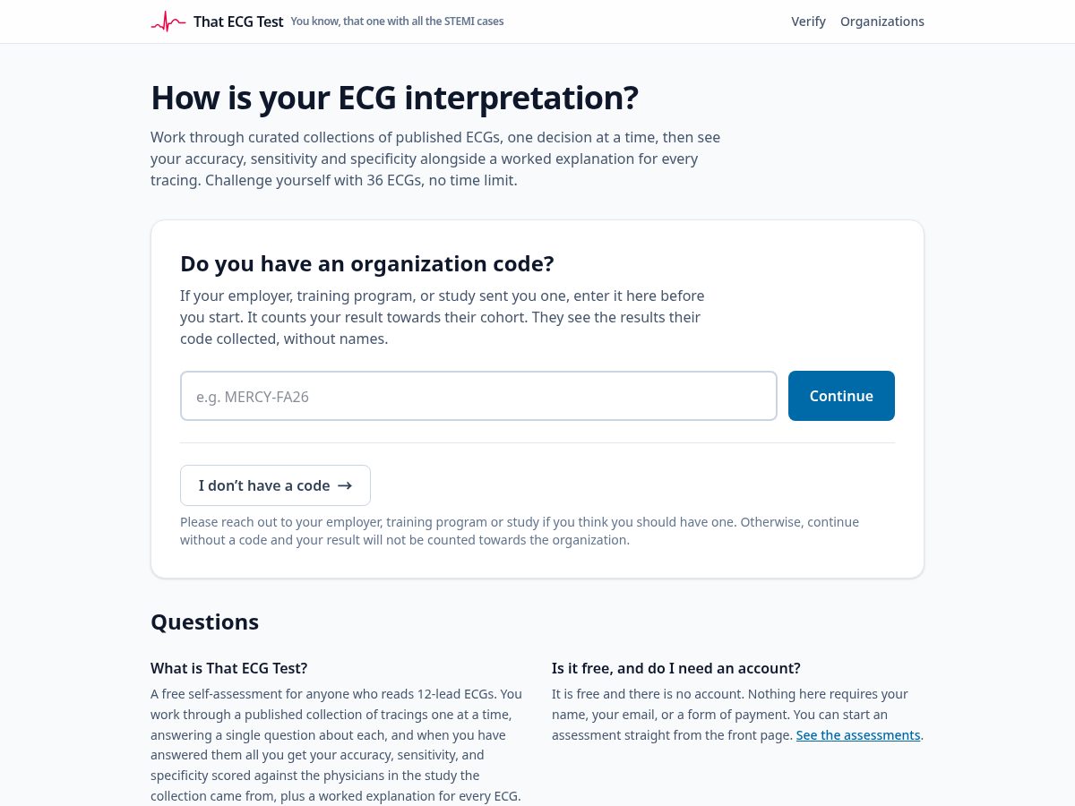 Landing-page snapshot of thatecgtest.com
