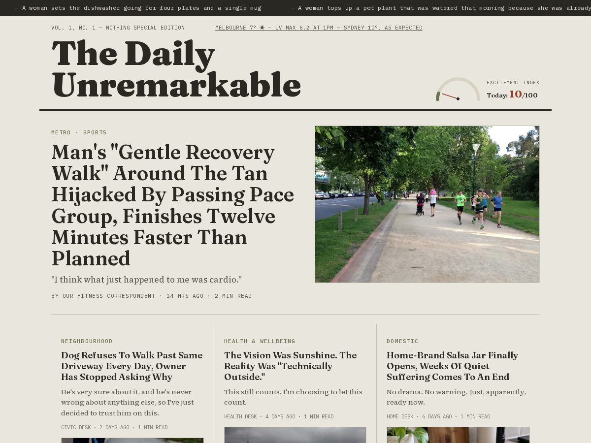 Landing-page snapshot of thedailyunremarkable.online