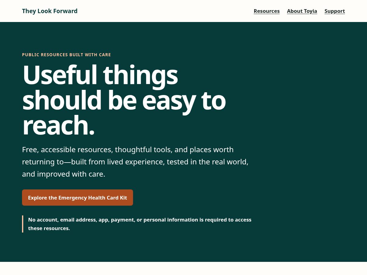 Landing-page snapshot of theylookforward.org