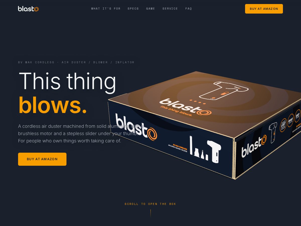 Landing-page snapshot of thisthingblows.com