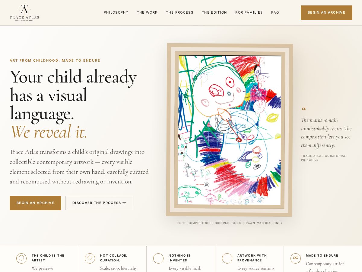 Landing-page snapshot of traceatlas.art