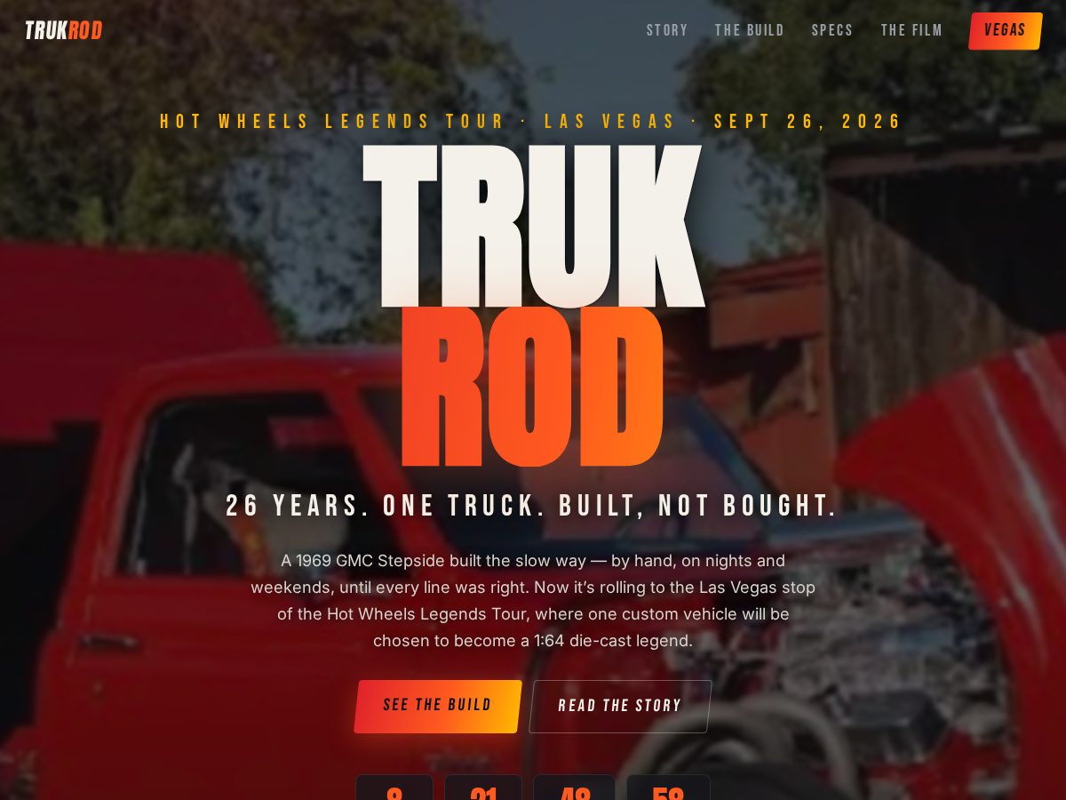 Landing-page snapshot of trukrod.com