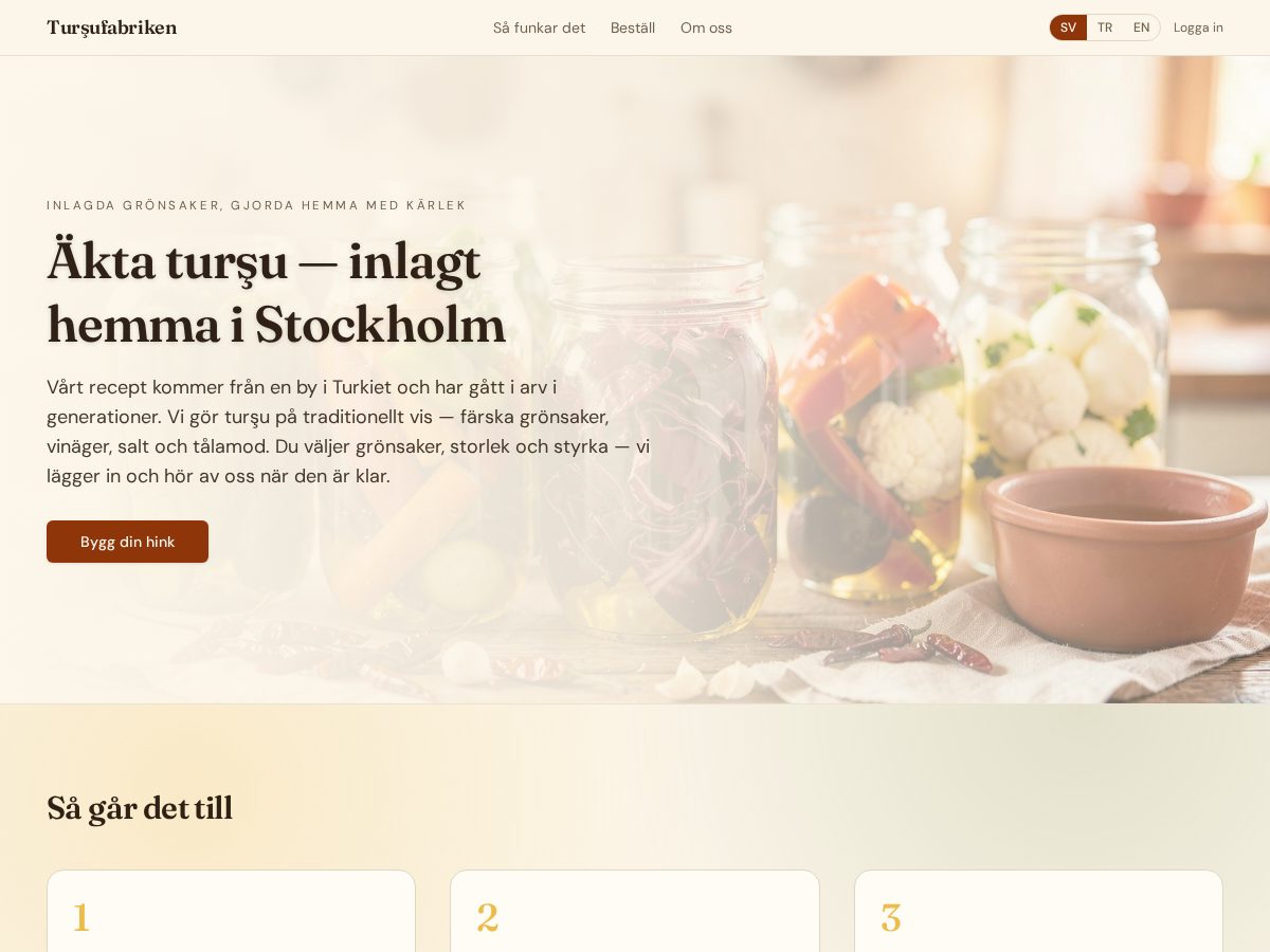 Landing-page snapshot of tursufabriken.com