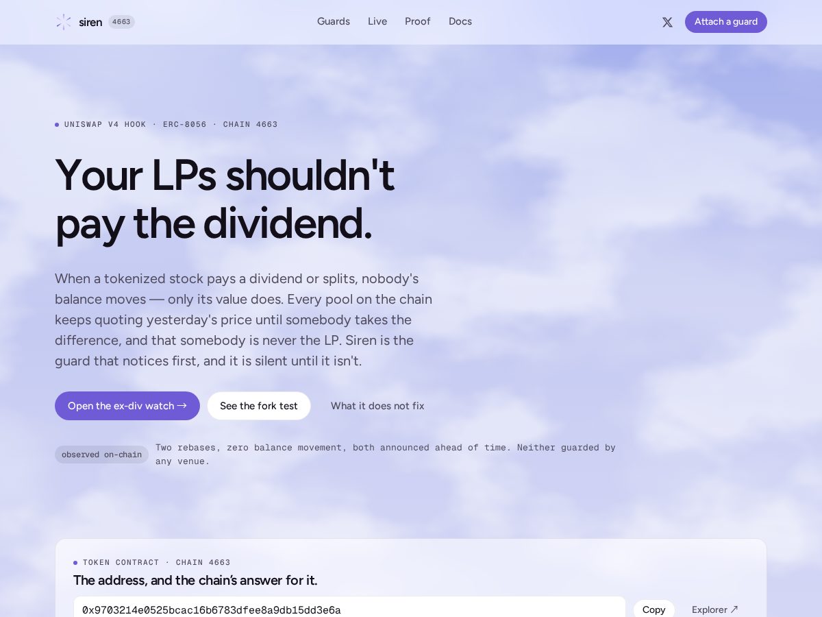 Landing-page snapshot of usesiren.xyz