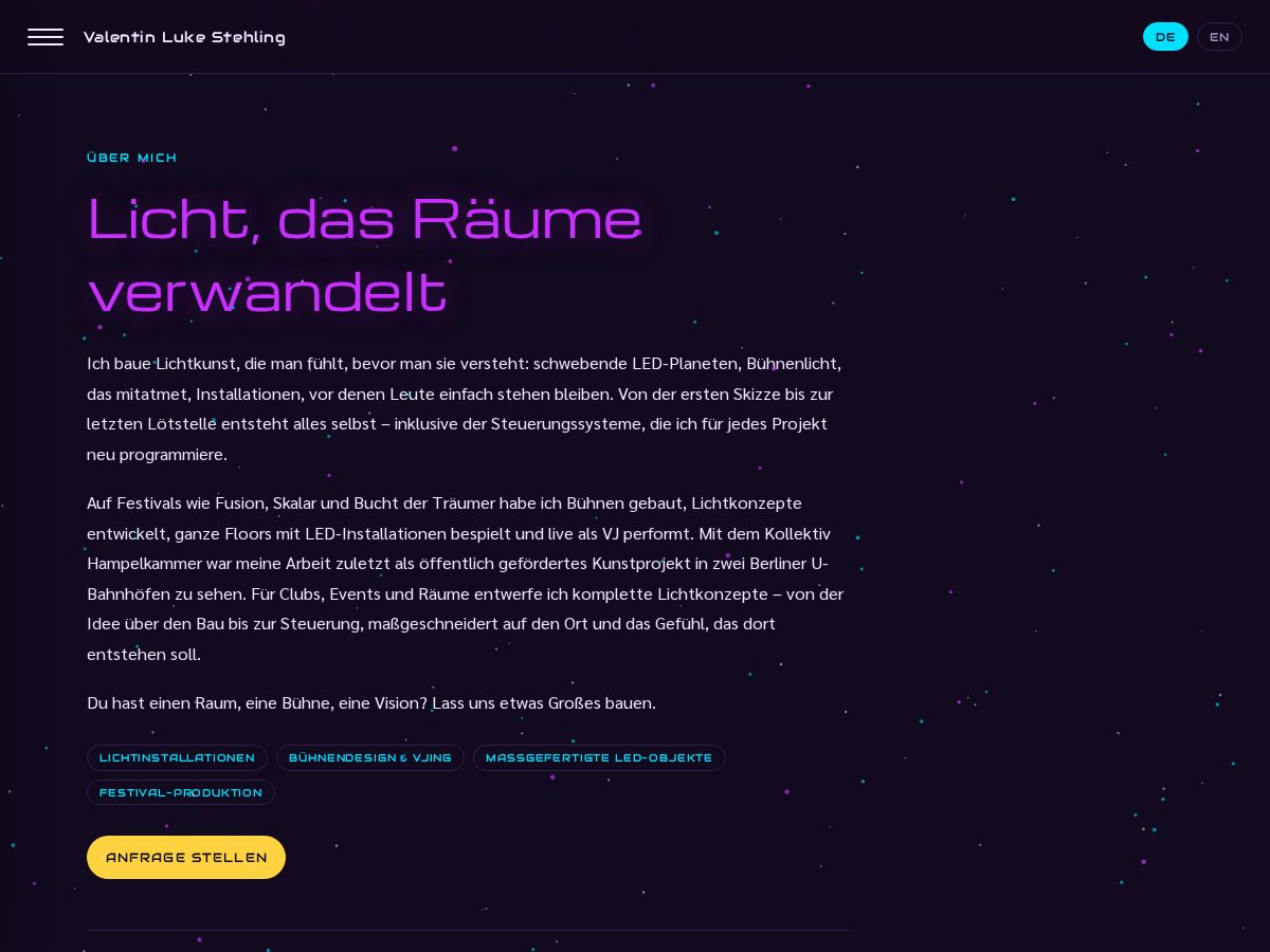 Landing-page snapshot of valentinlukestehling.com
