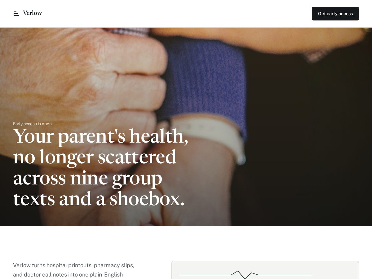 Landing-page snapshot of verlow.app