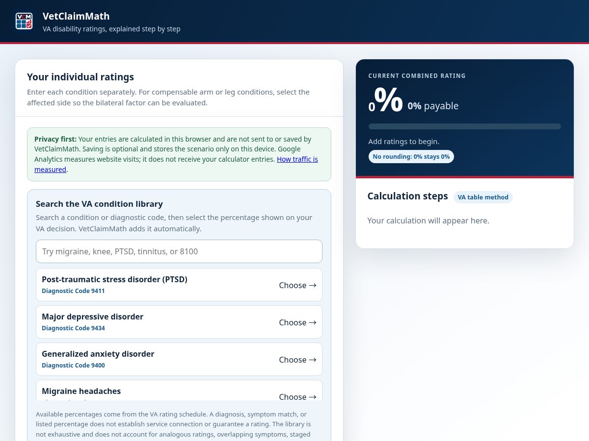 Landing-page snapshot of vetclaimmath.com