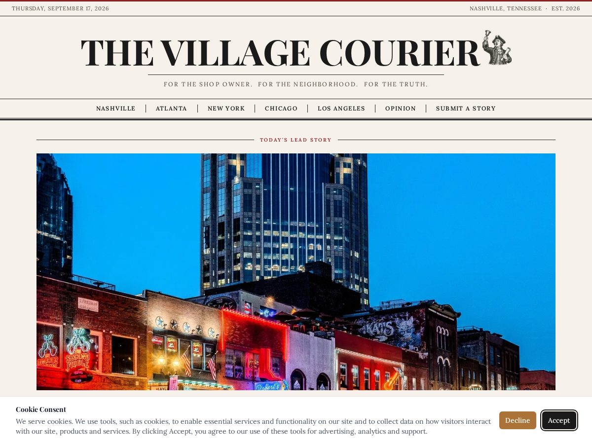 Landing-page snapshot of villagecourier.com