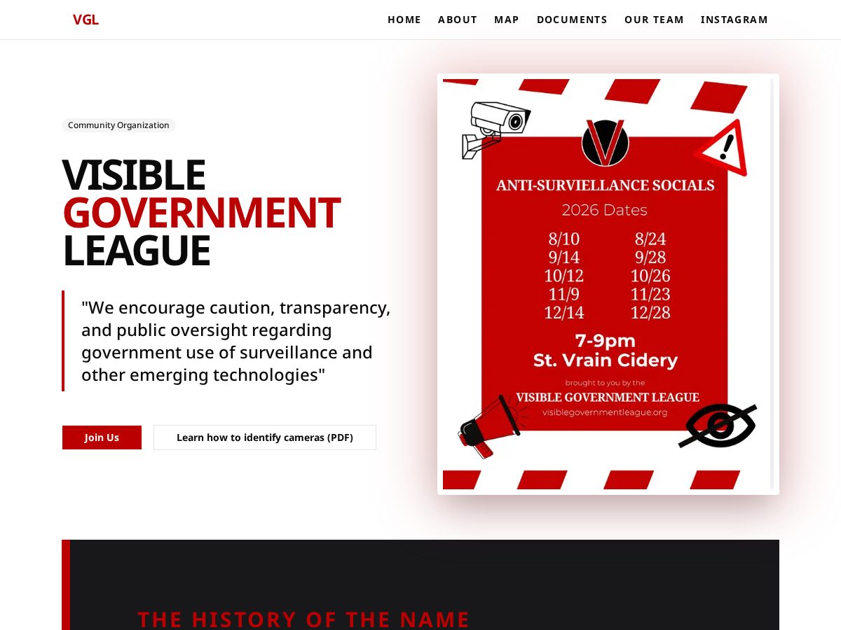 Landing-page snapshot of visiblegovernmentleague.com