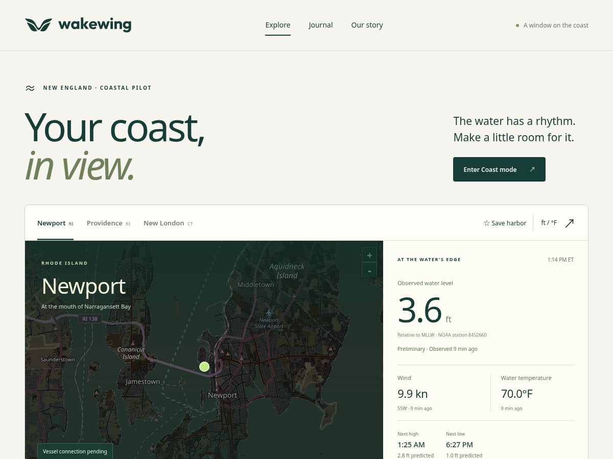Landing-page snapshot of wakewing.com