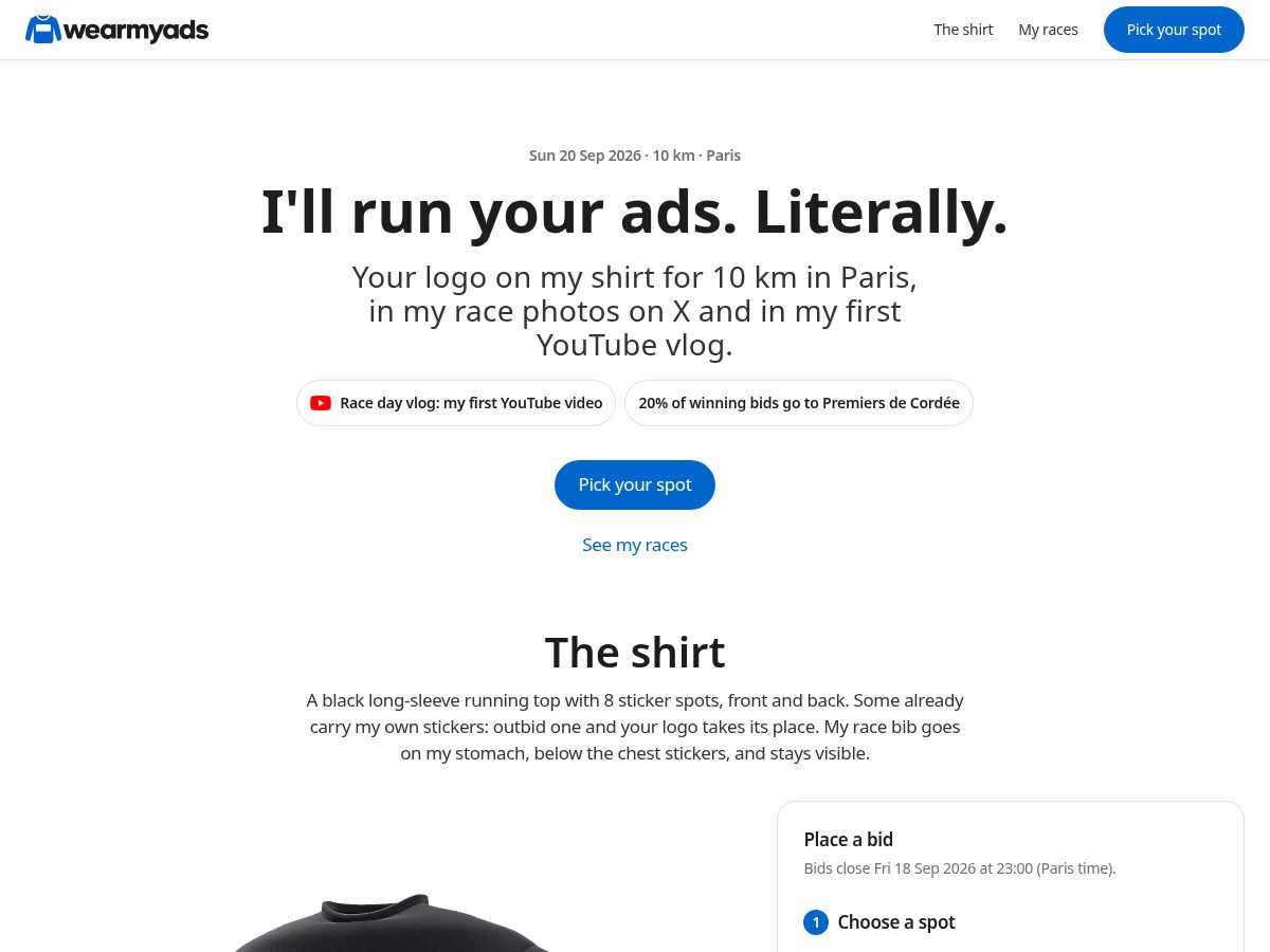 Landing-page snapshot of wearmyads.com