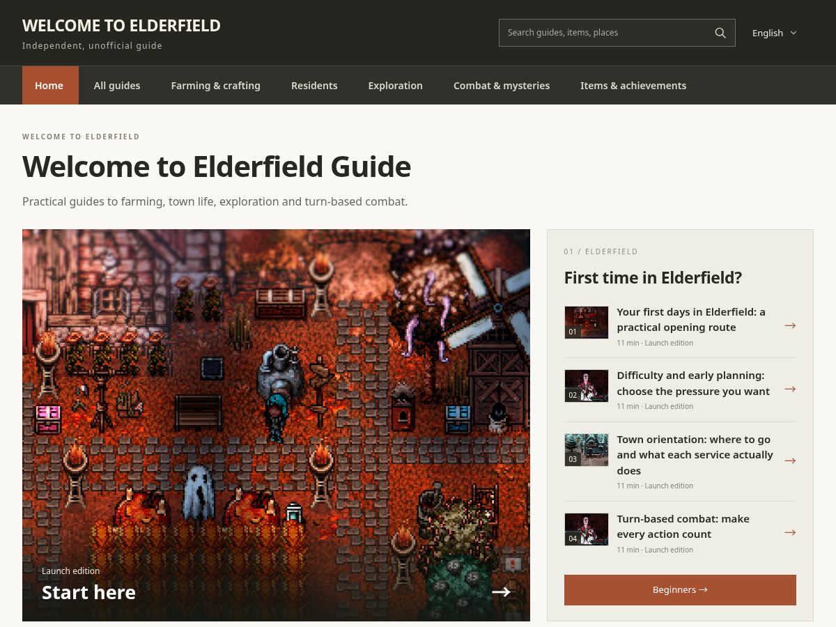 Landing-page snapshot of welcometoelderfield.party